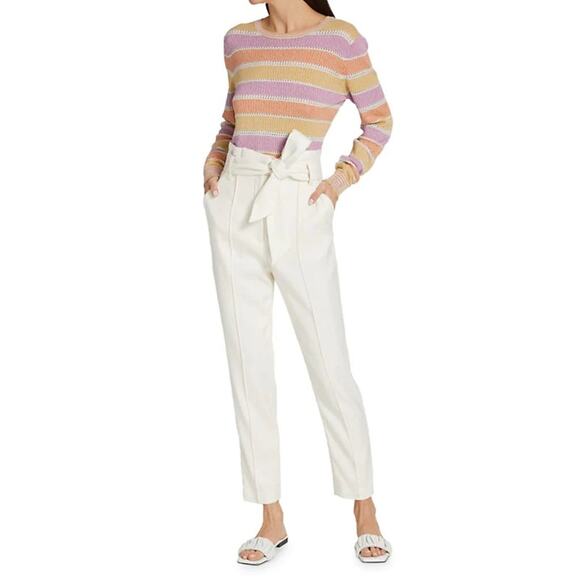 Veronica Beard Clerence Off-White Seamed High Waist Paperbag Pants Size 6 - Picture 1 of 5